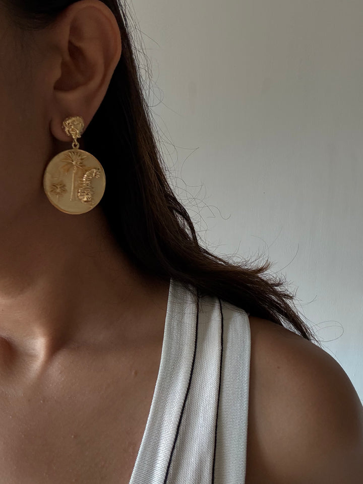 Forest coin earrings