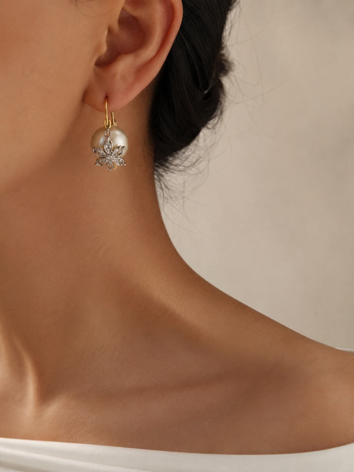 Arctic flower ball earrings