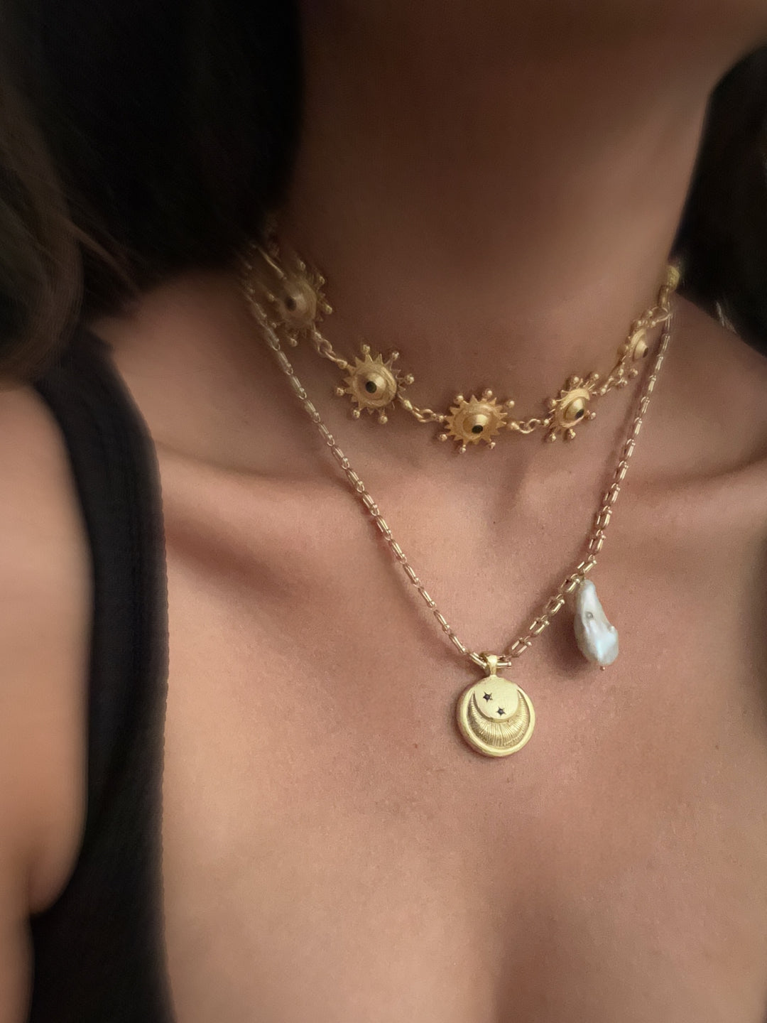 Moon star baroque necklace