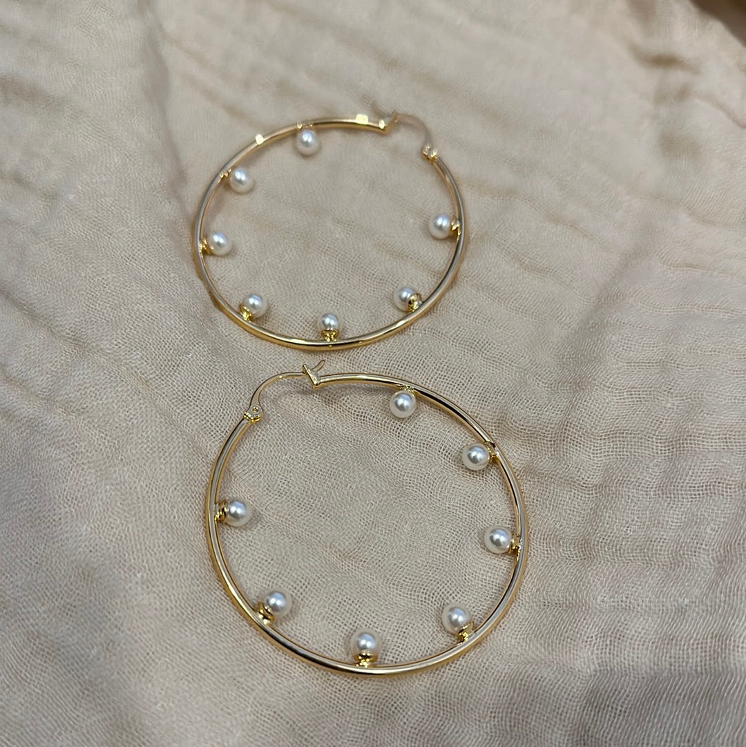 Pearl Hoop Earrings