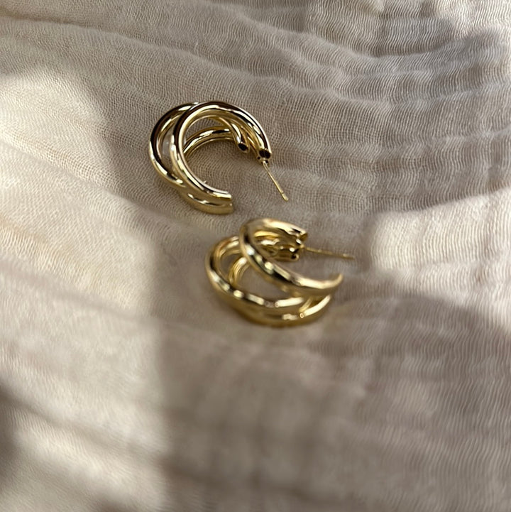 Tri Line Hoop Earrings