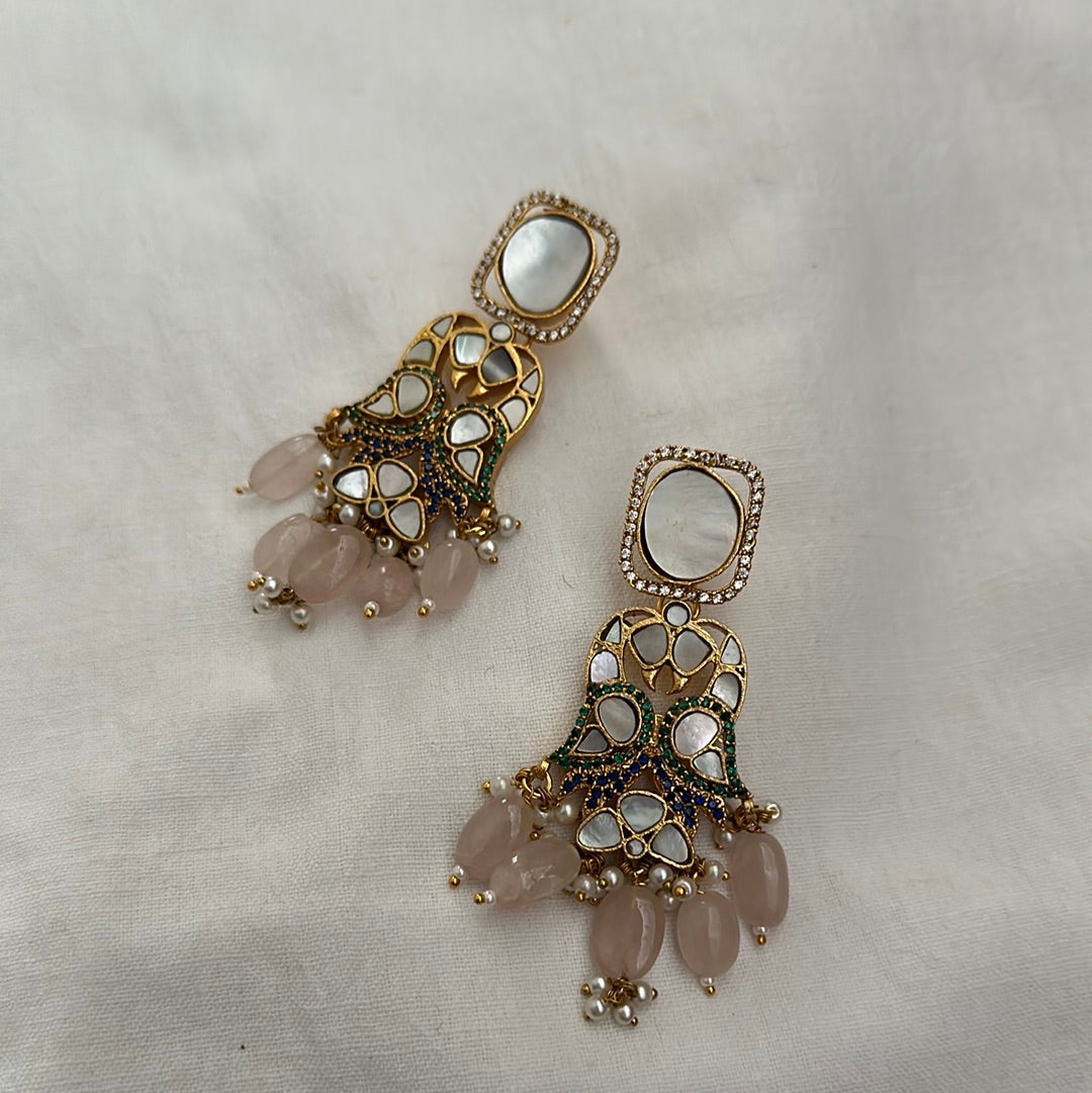 Rose Quartz Milky Earrings