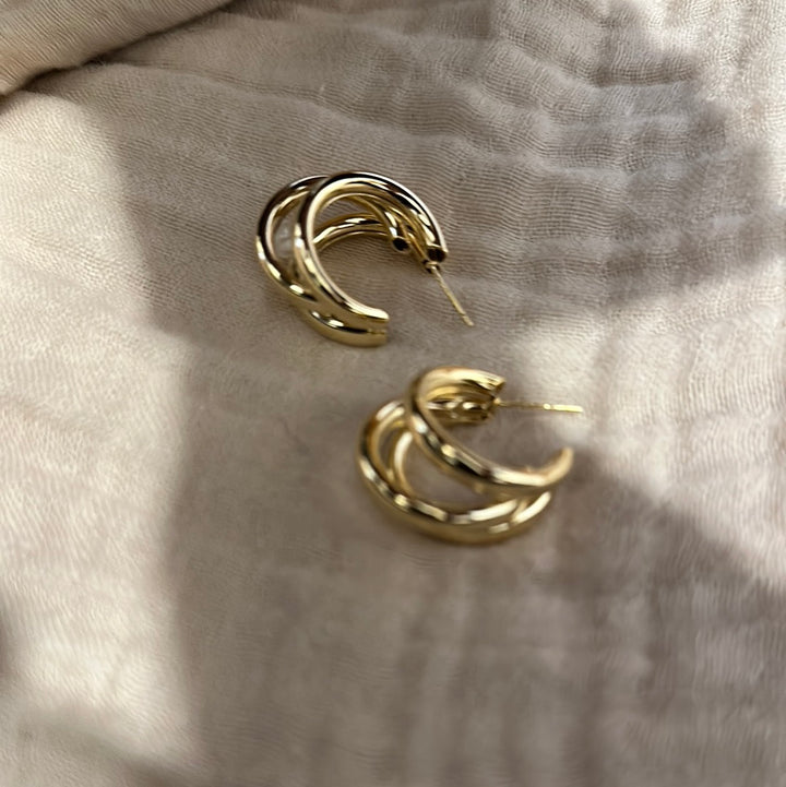 Tri Line Hoop Earrings