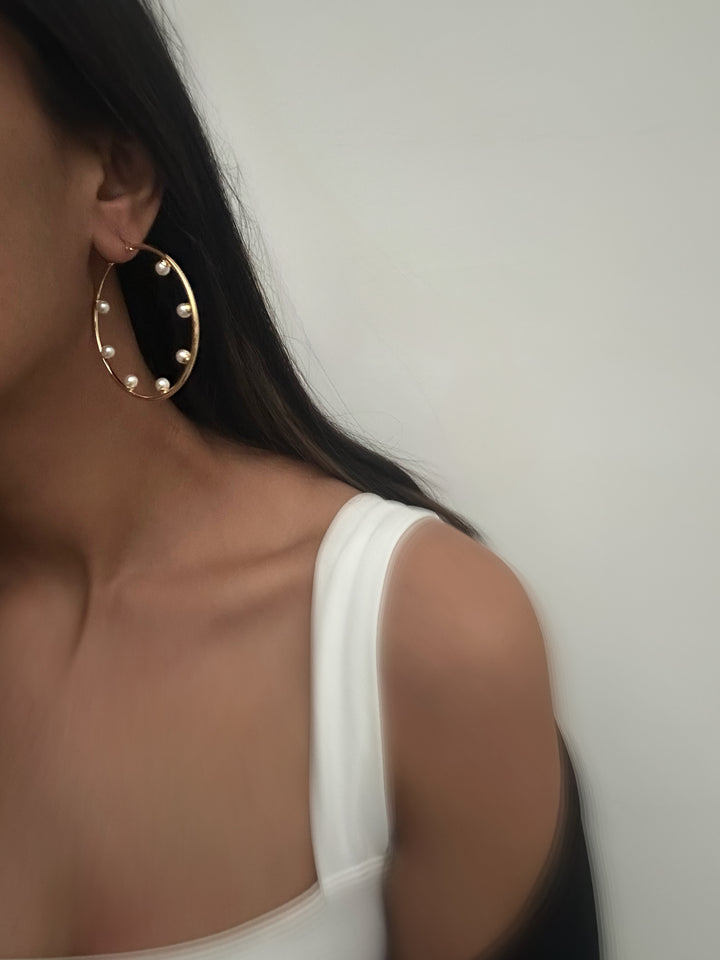 Pearl Hoop Earrings