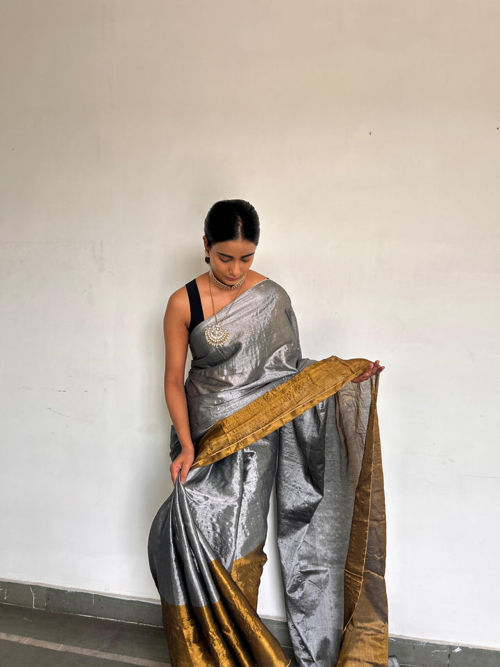 Silver with gold saree