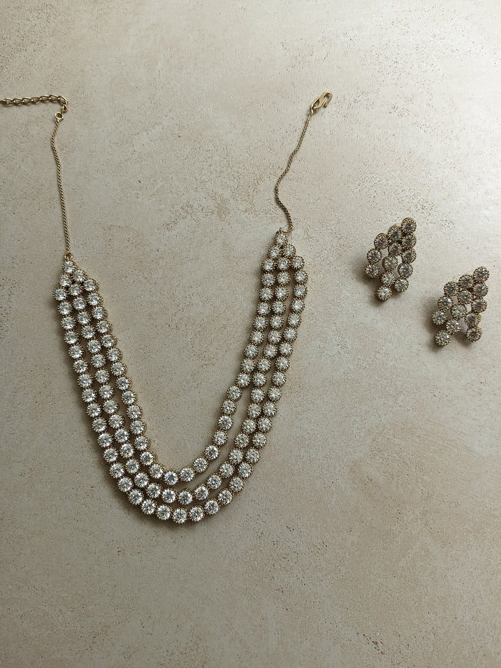 Diamonde double string necklace set