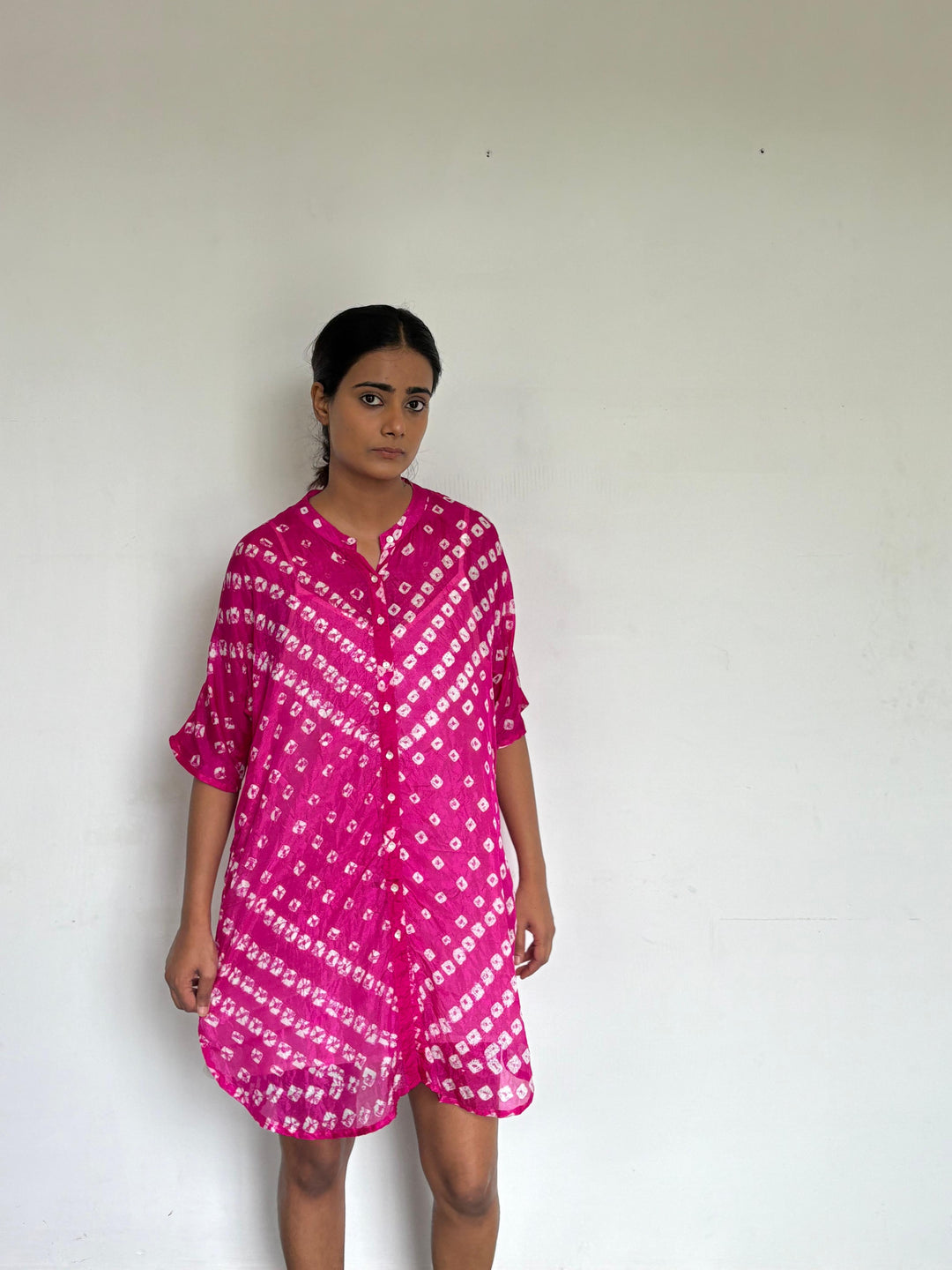 Bandhej Dress (Rani Pink)