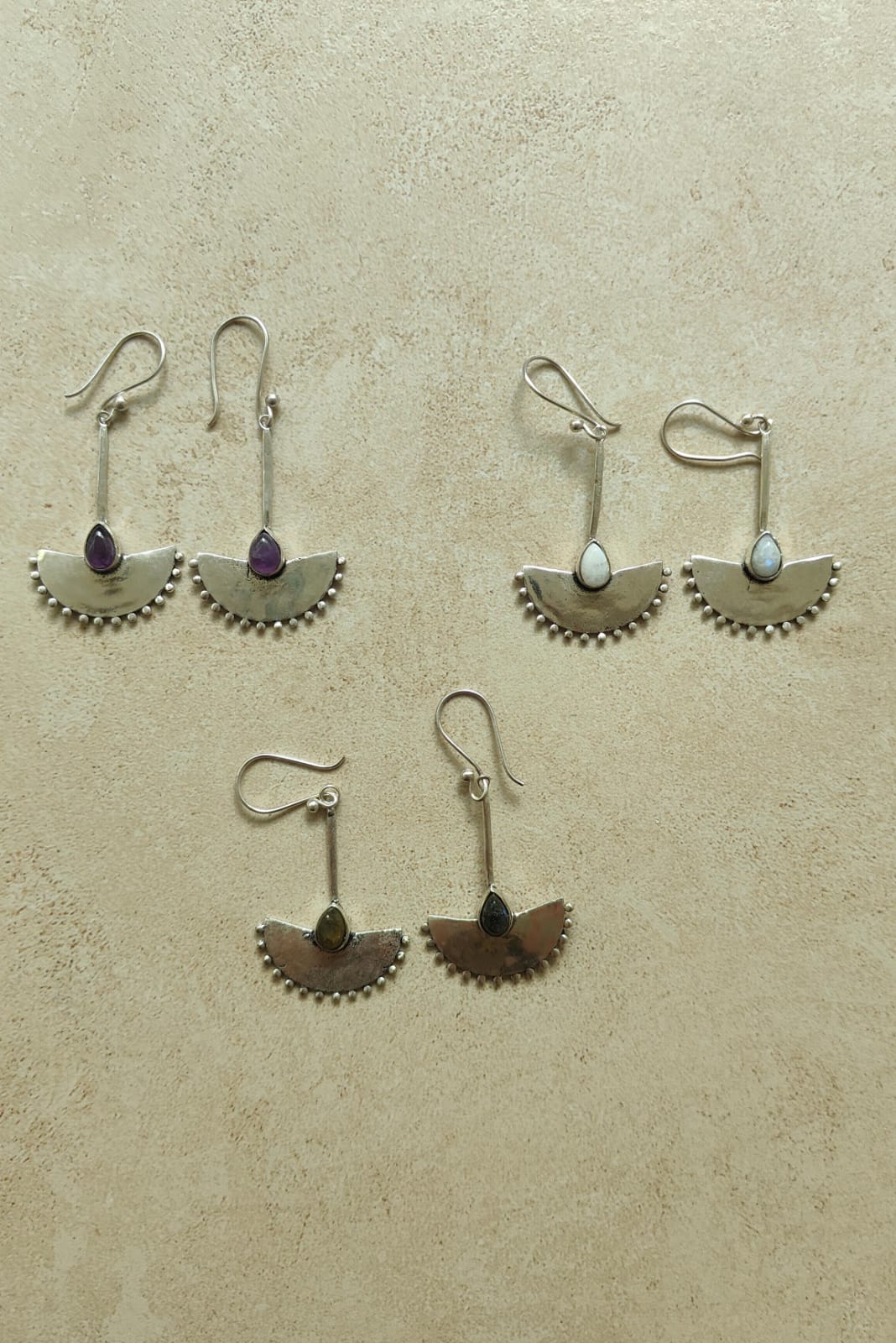 Fan silver earrings