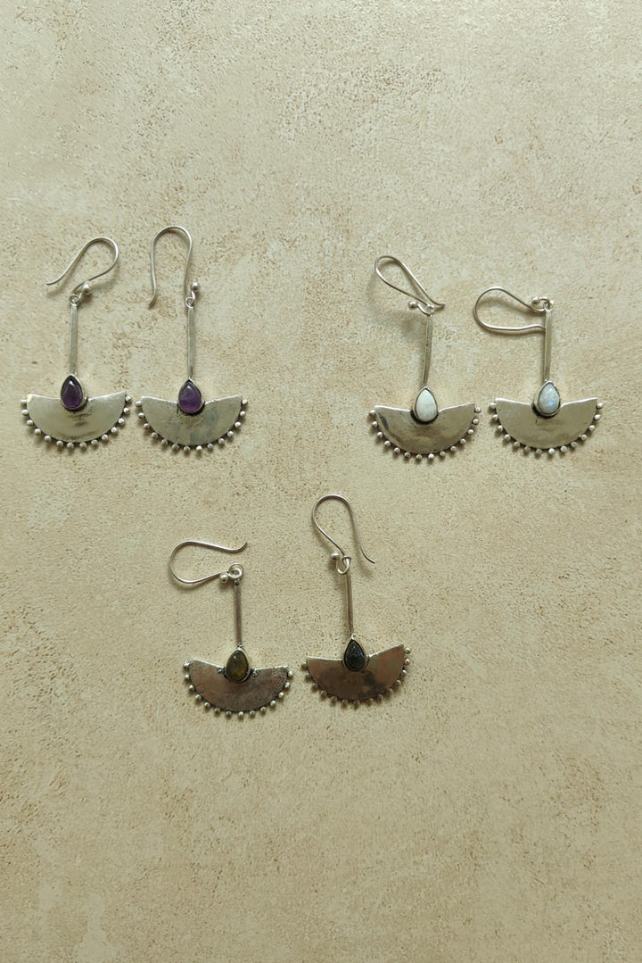 Fan silver earrings