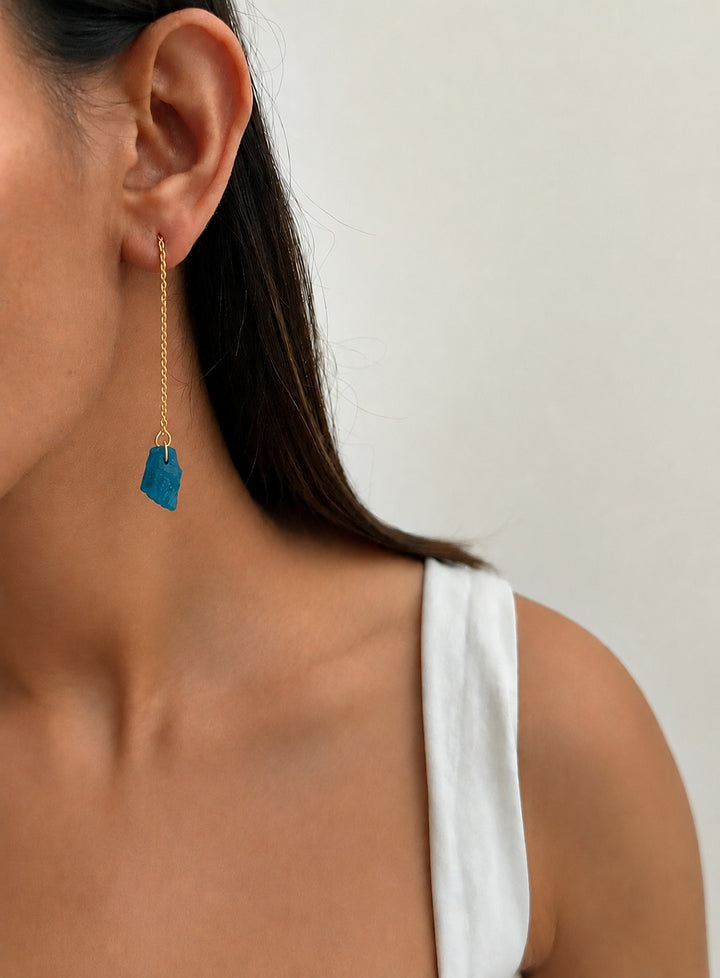 Blue Topaz Chain Earrings