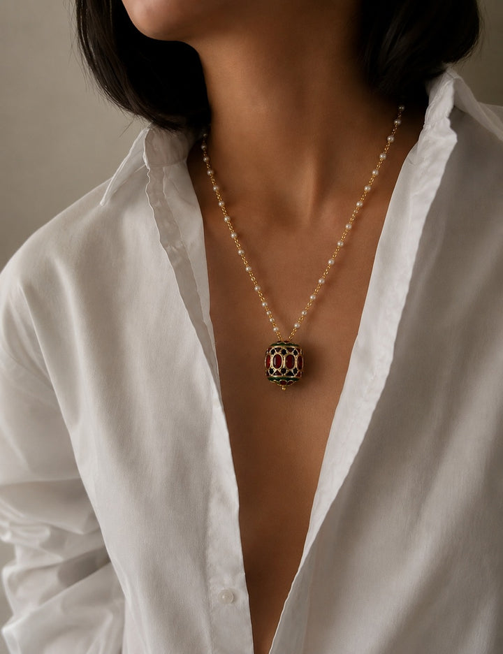 Block colored bonsho necklace