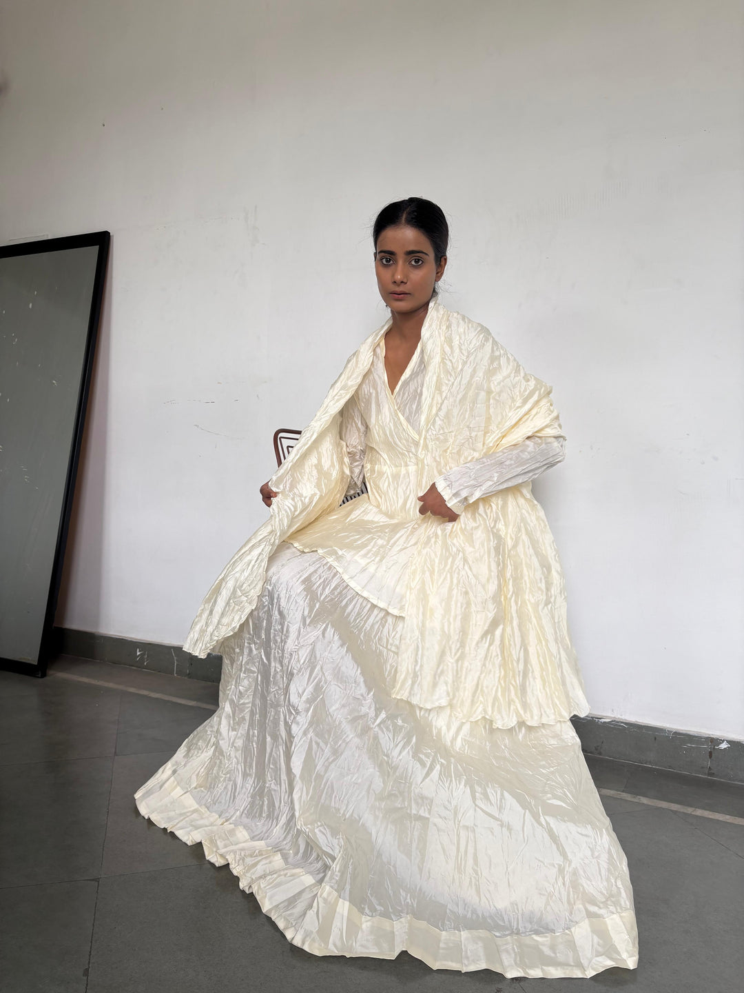 Crushed skirt kurta dupatta set