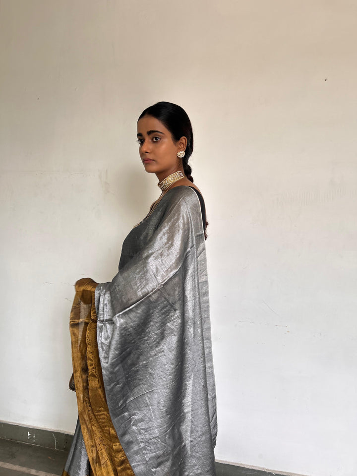 Silver with gold saree