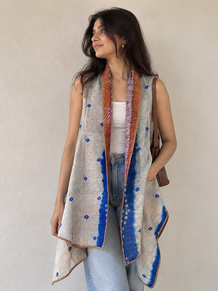 Reversible Kantha cape