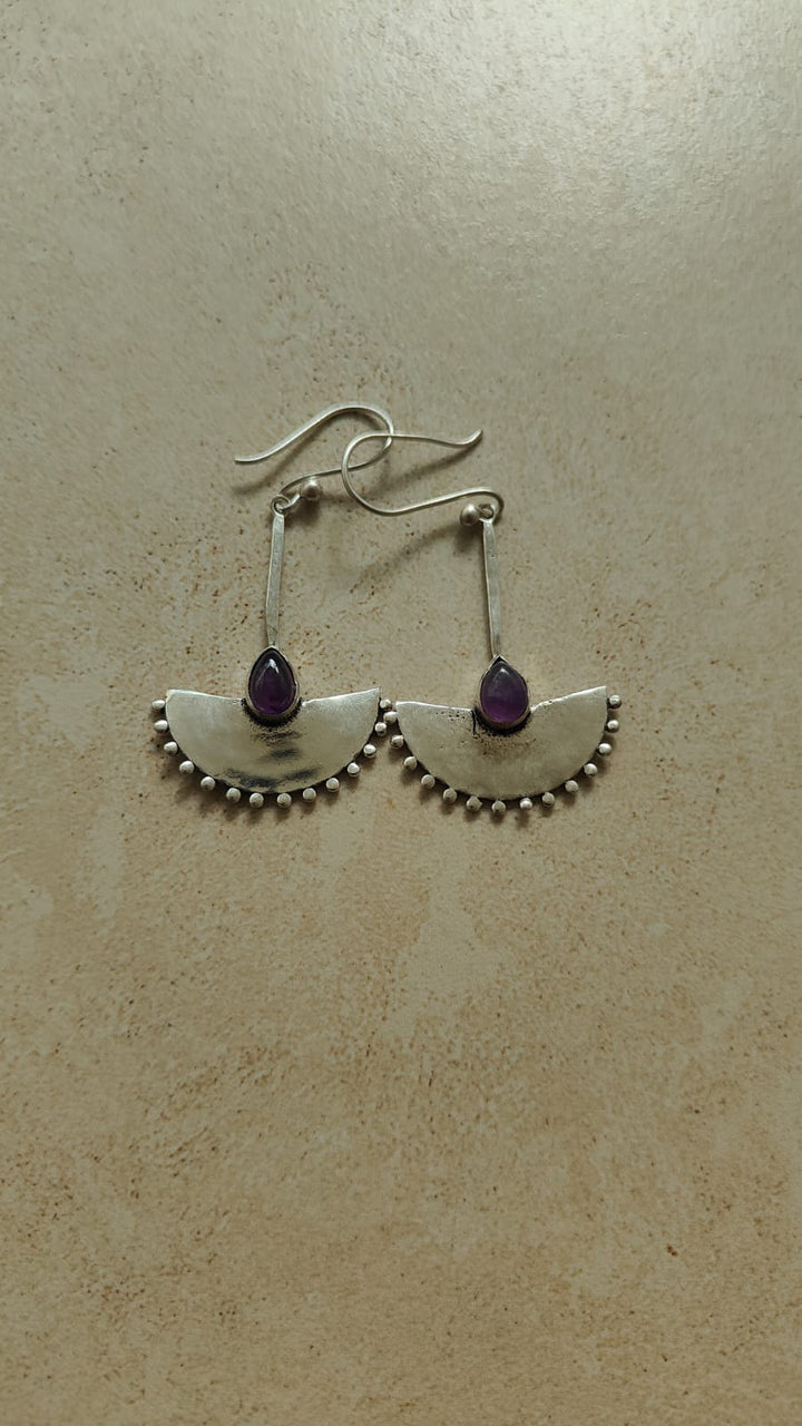 Fan silver earrings