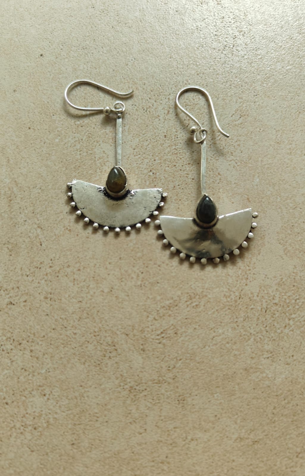 Fan silver earrings