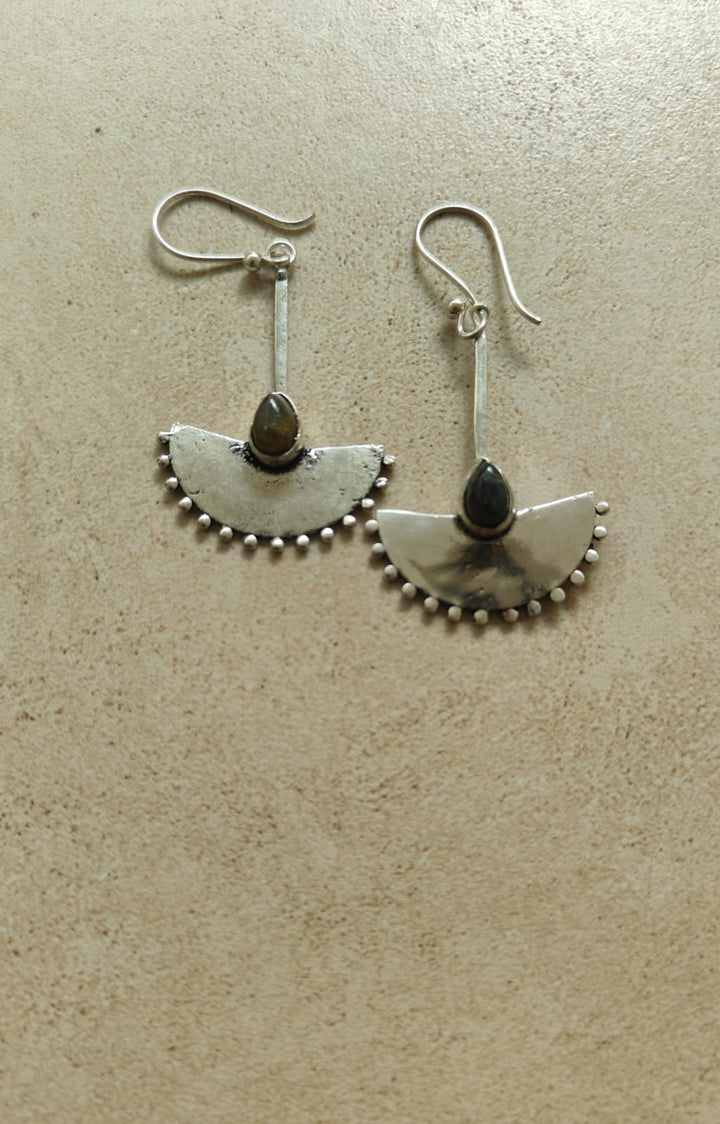 Fan silver earrings