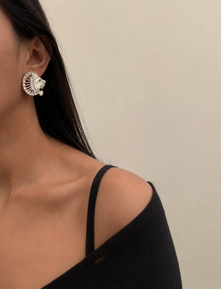 Silver Lioness Earrings