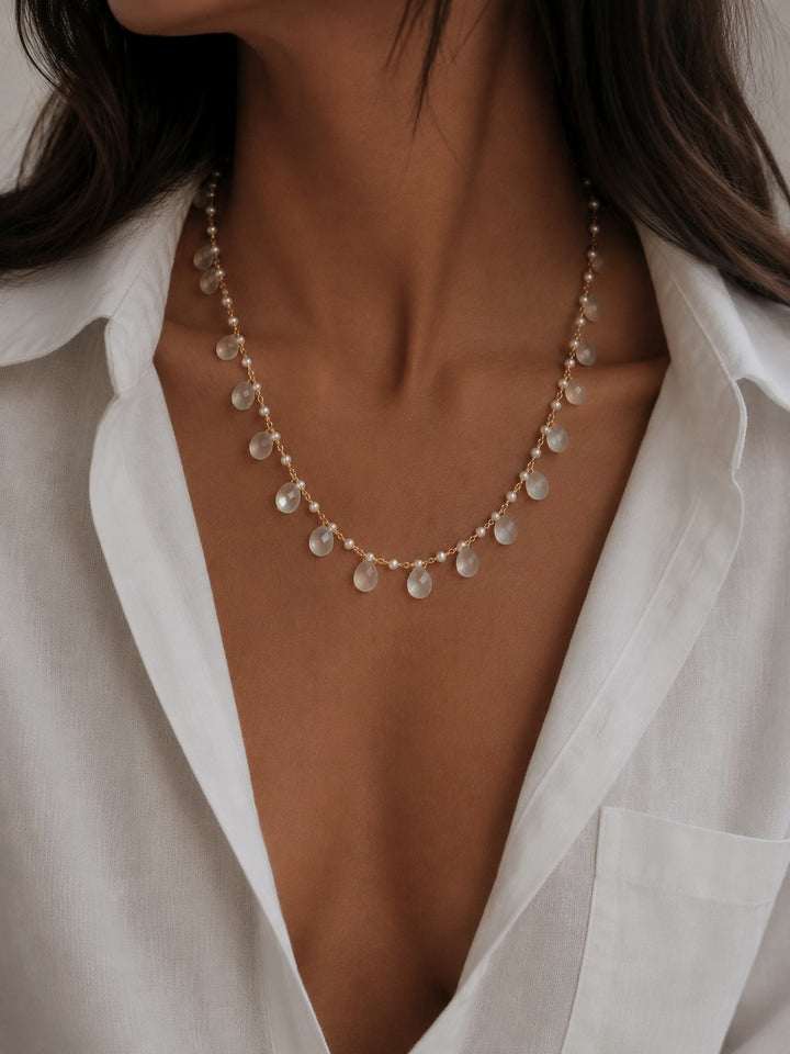 Sunset Aqua moon necklace