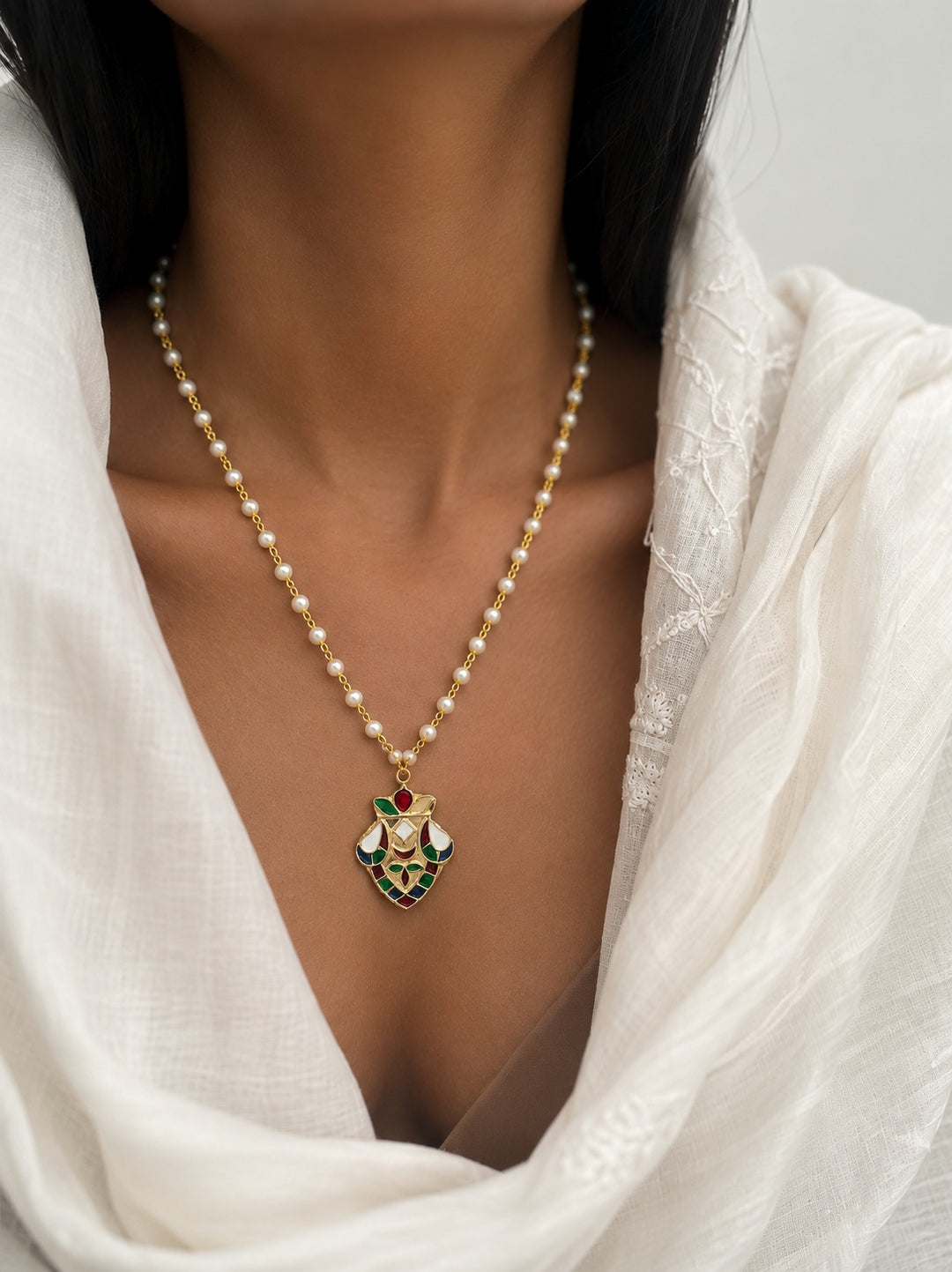 Navratan fish necklace