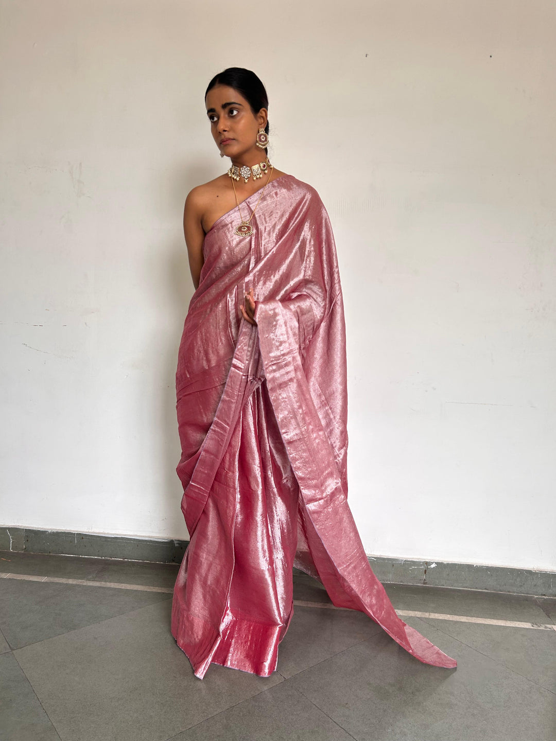 Fushia  pink saree