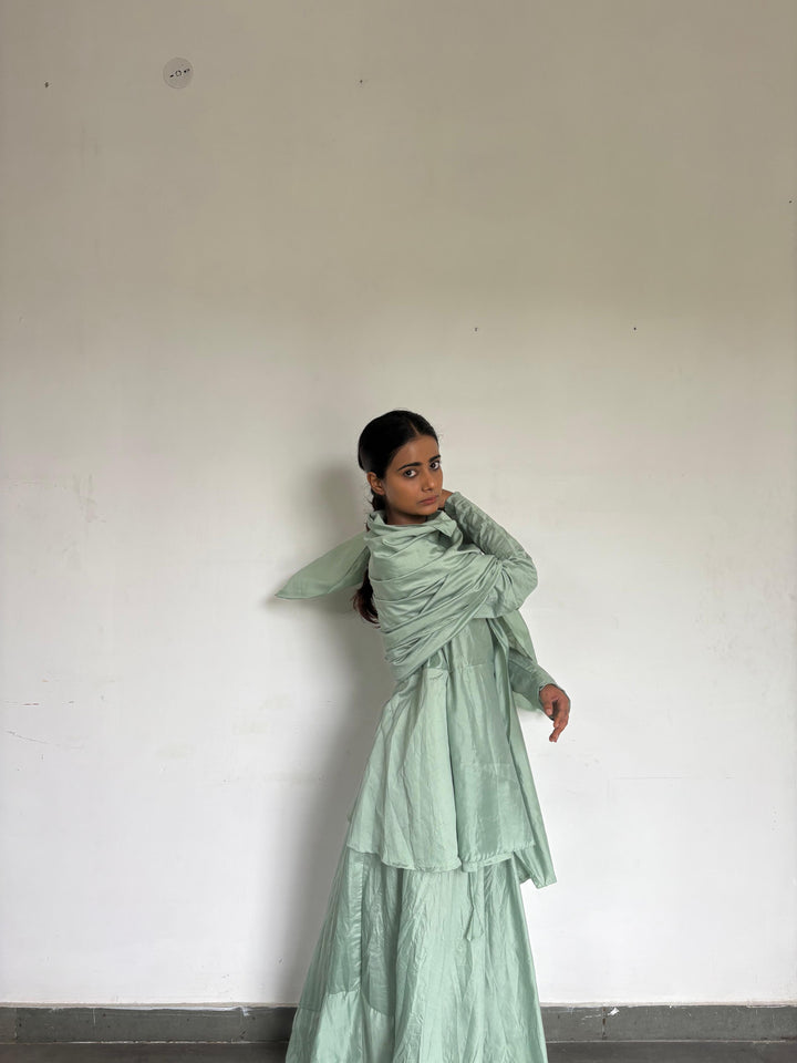 Crushed skirt kurta dupatta set