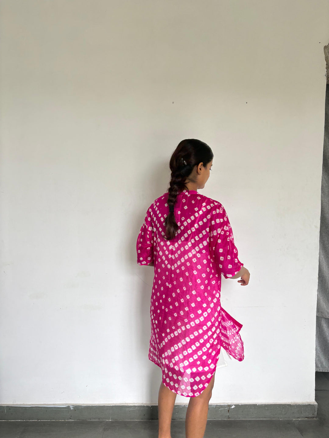 Bandhej Dress (Rani Pink)