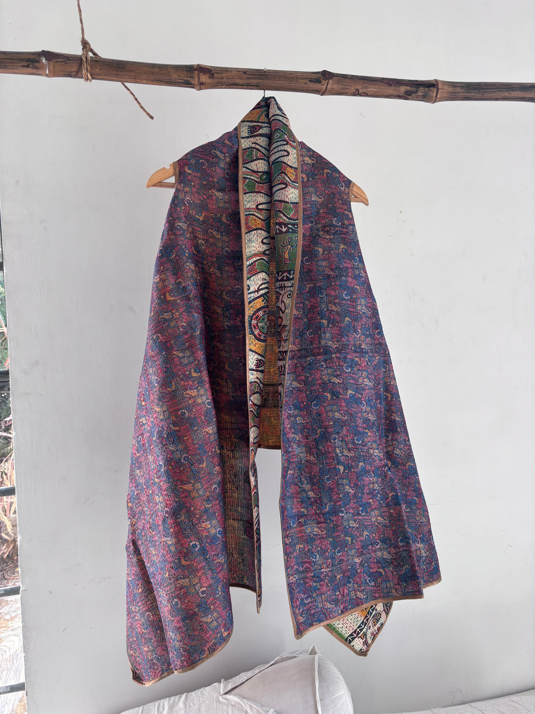Reversible silk cape