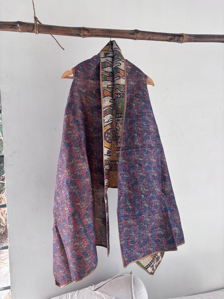 Reversible silk cape
