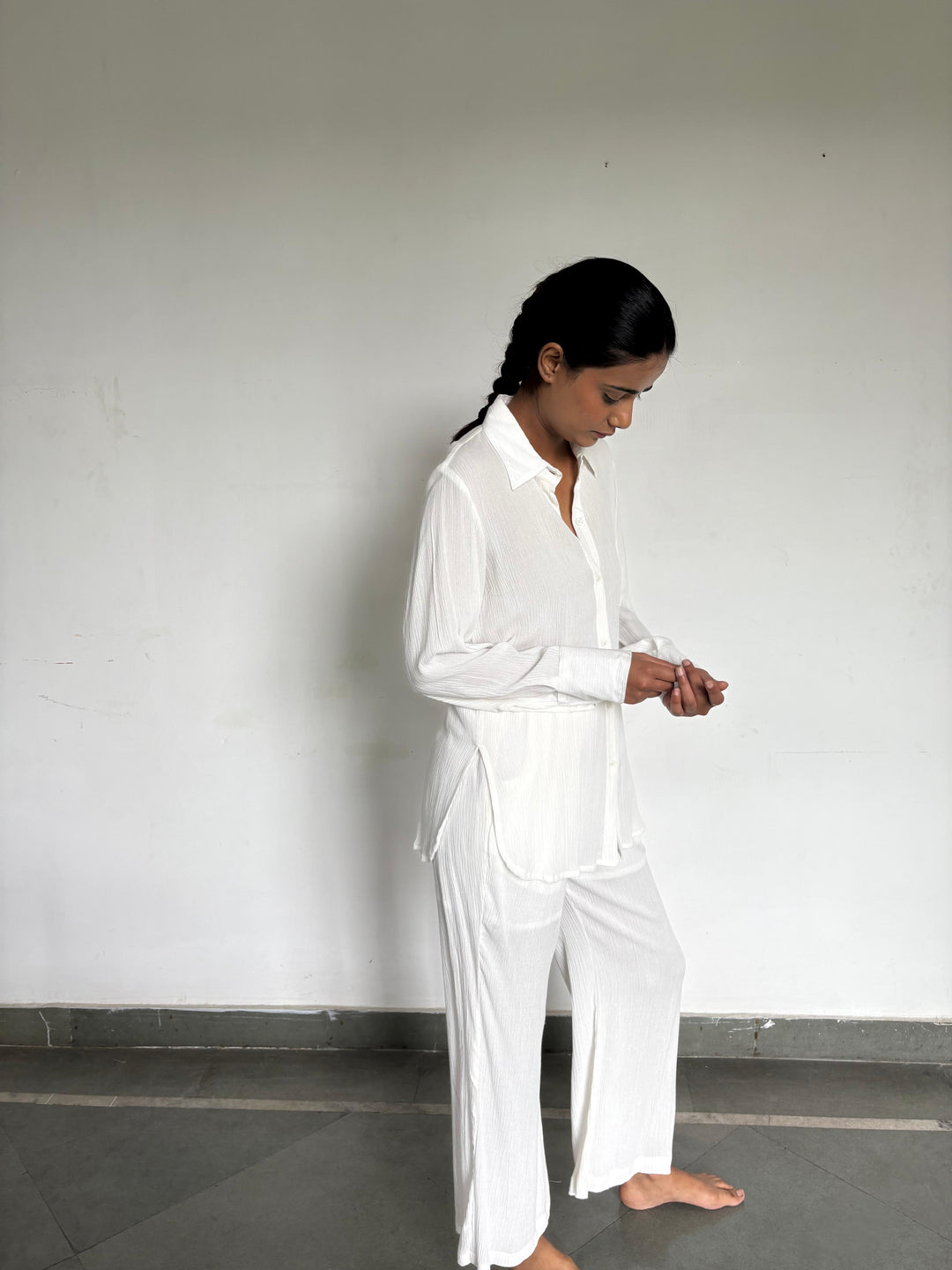 White pant shirt set