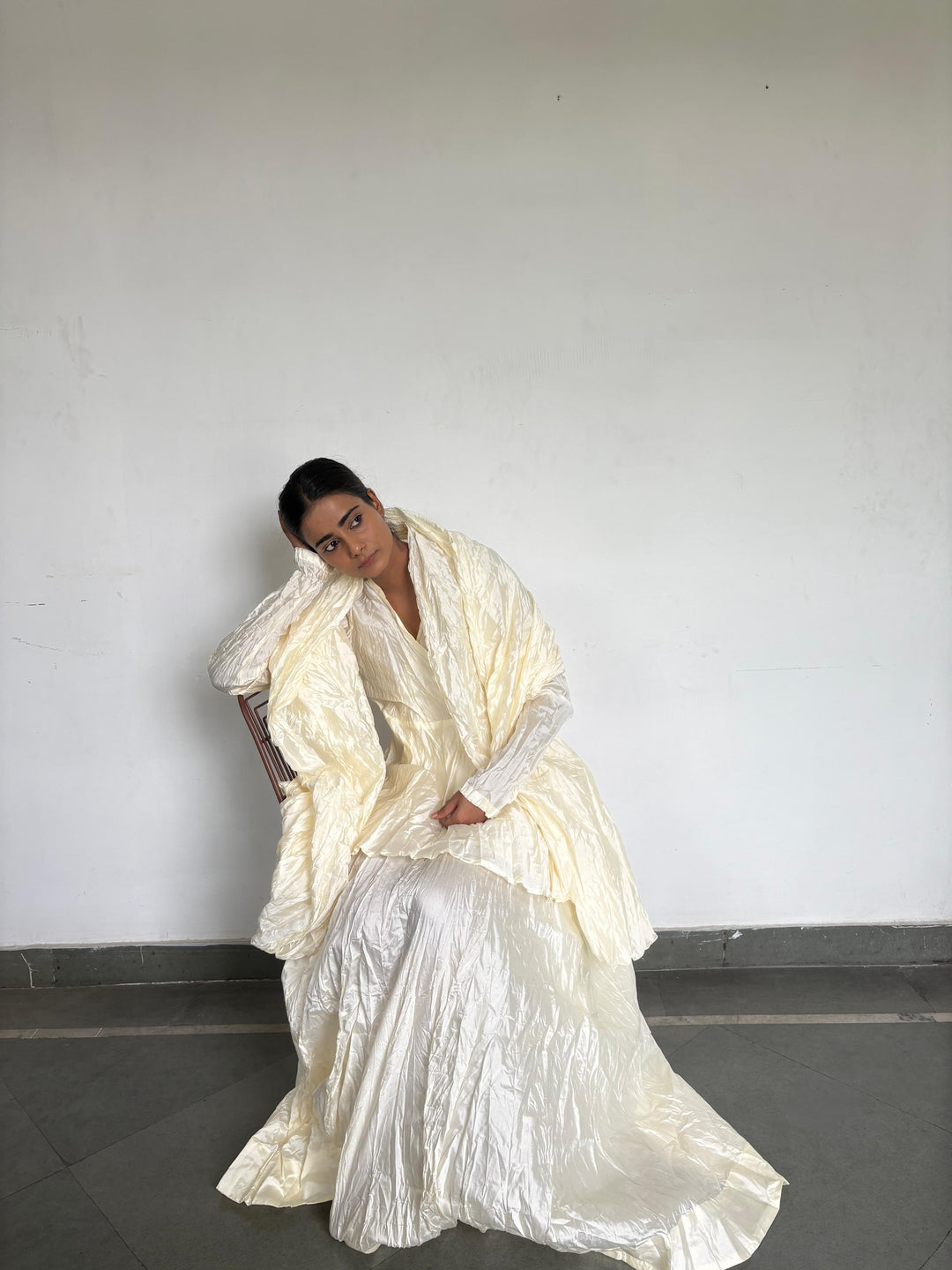 Crushed skirt kurta dupatta set