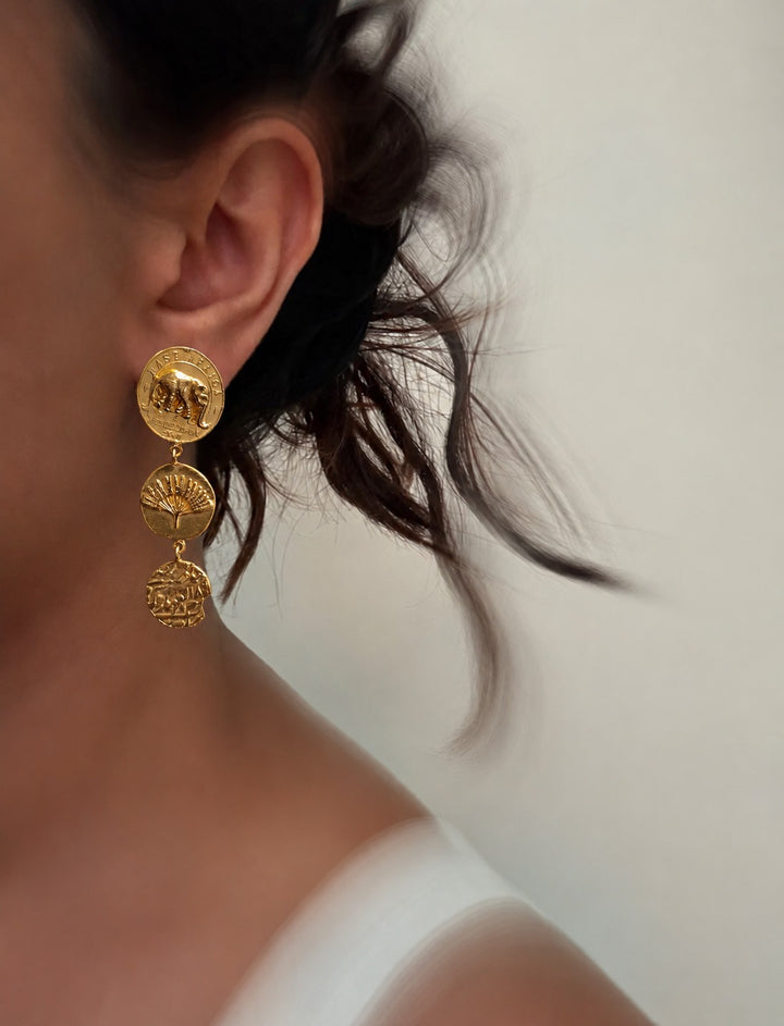 Palms eve coin earrings