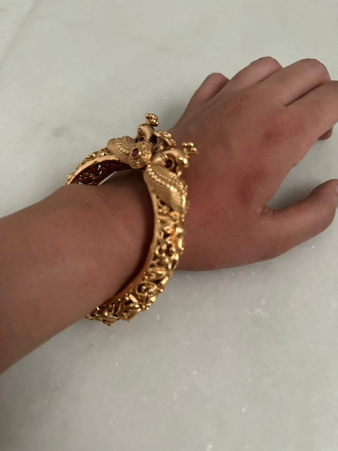 Peacock gold kada bangle bracelet – Dhora India