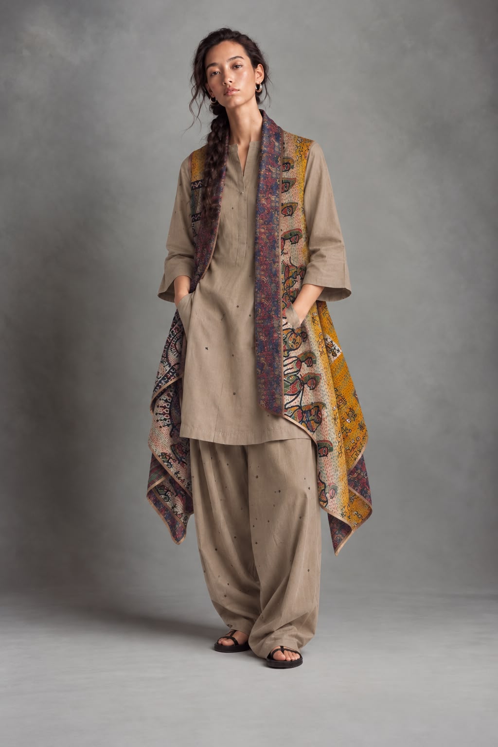 Reversible silk cape