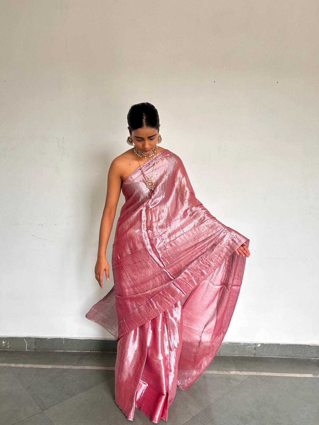 Fushia  pink saree
