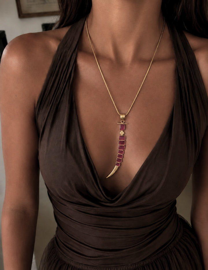Crescent sword pink necklace