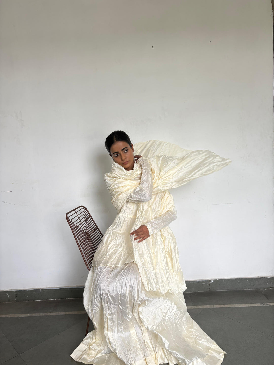 Crushed skirt kurta dupatta set