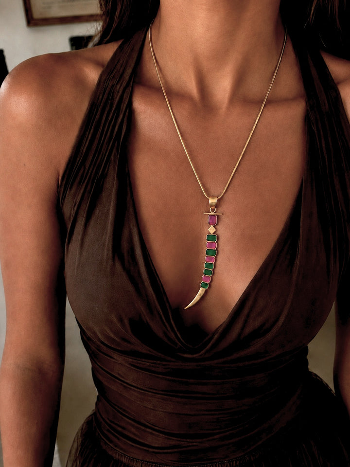 Crescent sword paan necklace