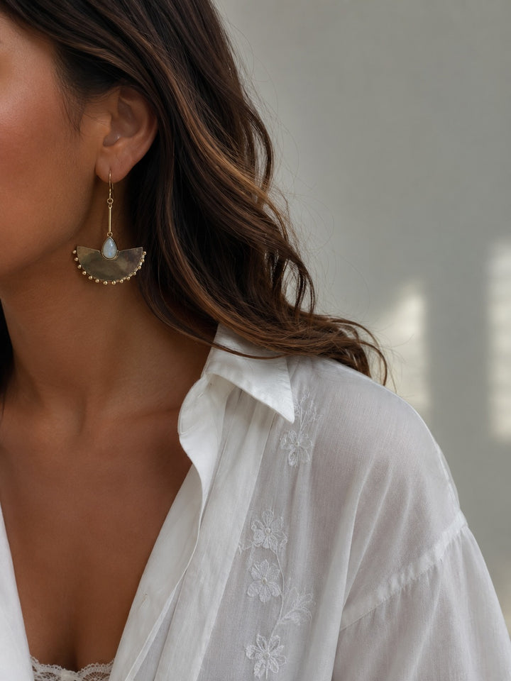Fan silver earrings