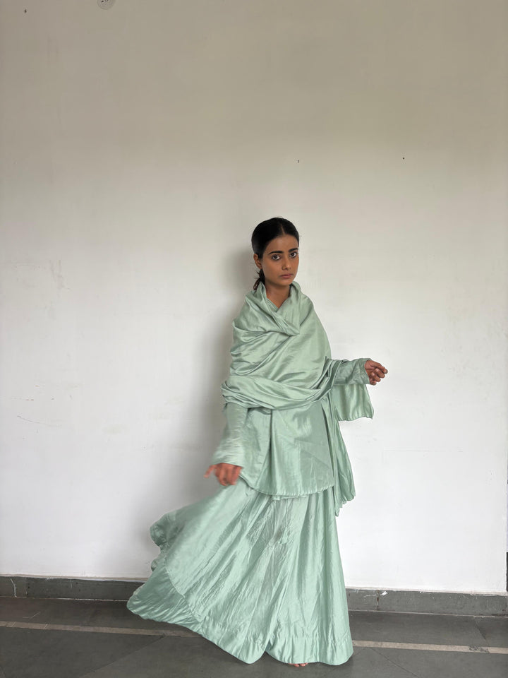 Crushed skirt kurta dupatta set