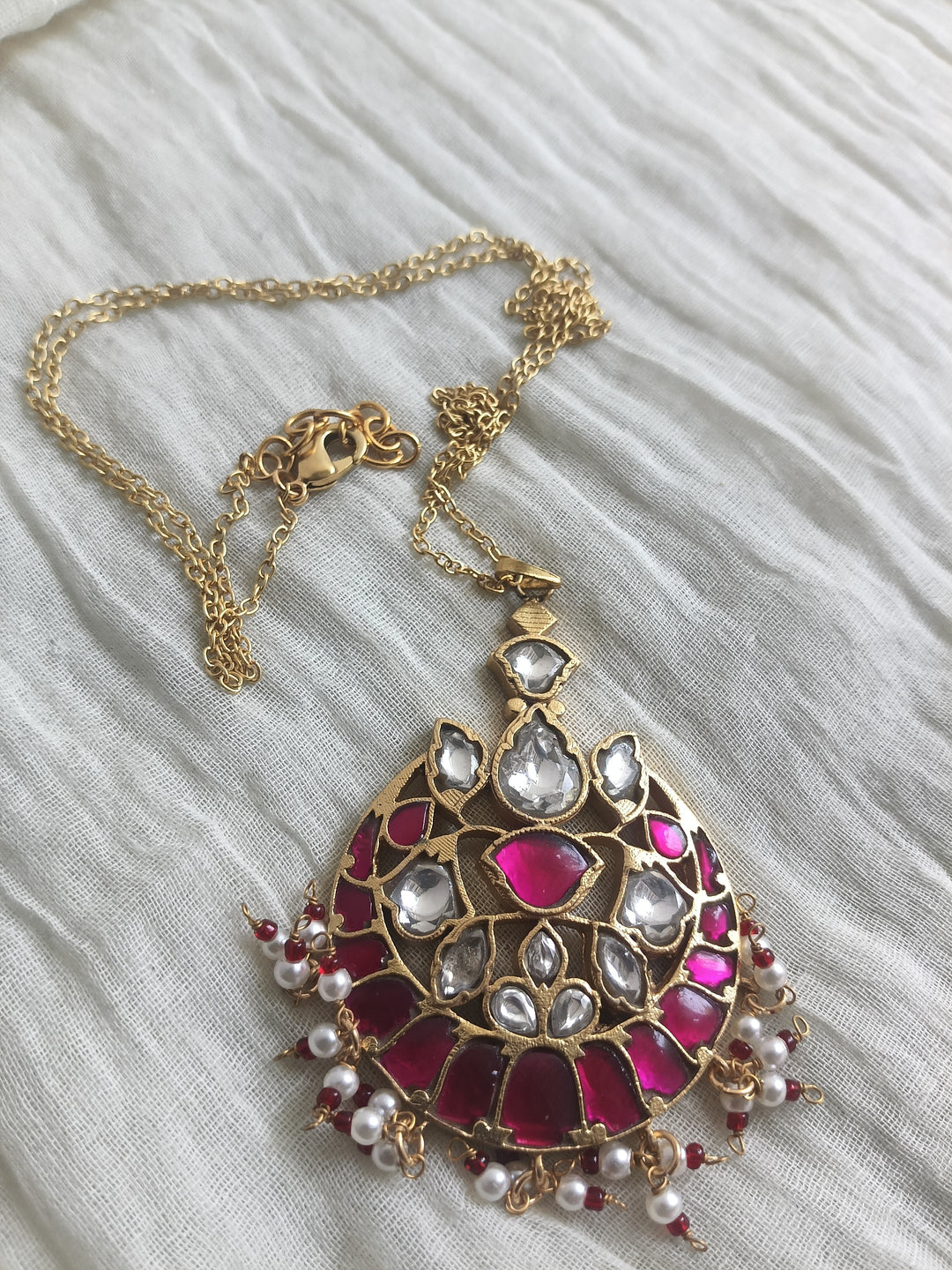 Gulabi sheesh chand necklace