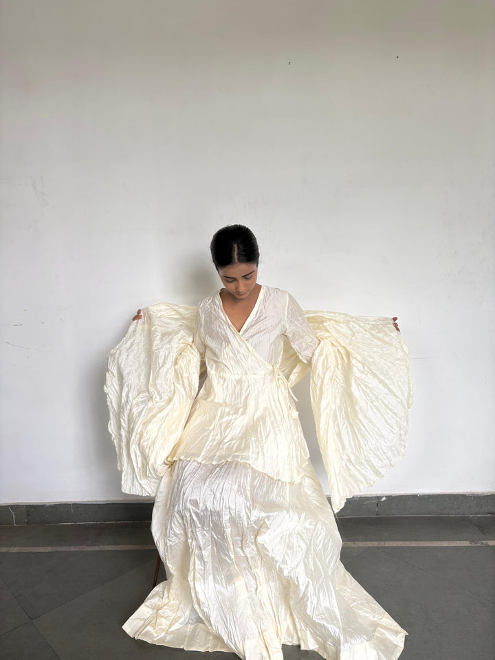 Crushed skirt kurta dupatta set