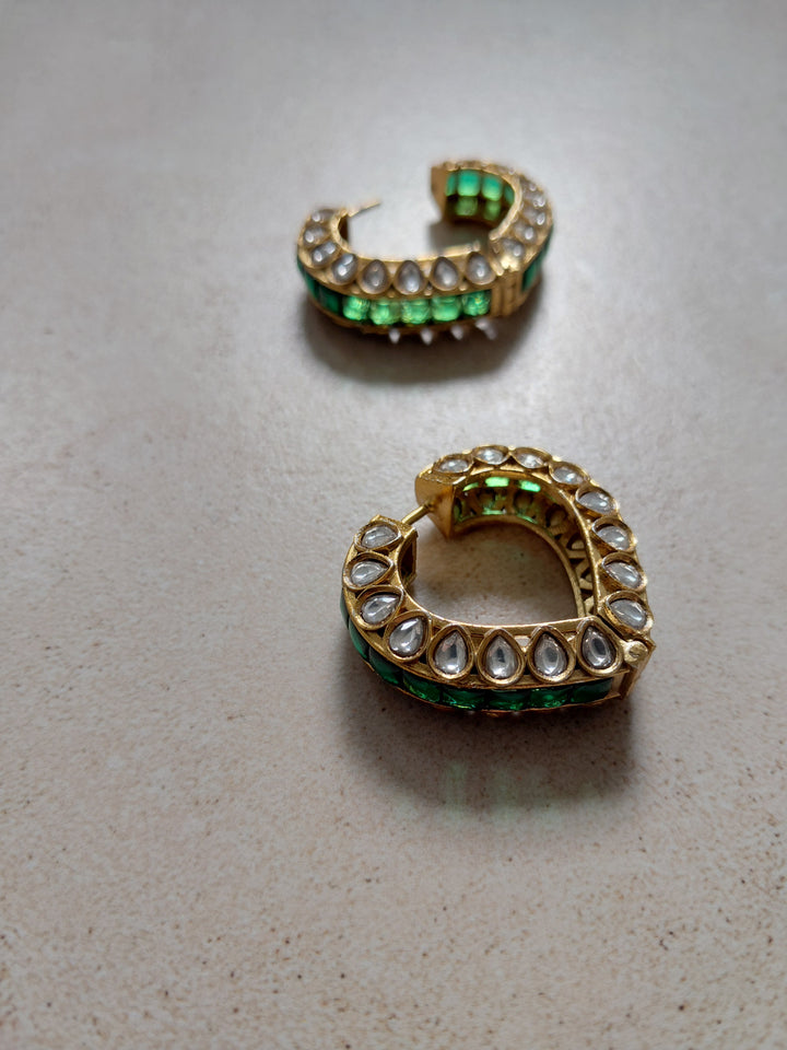 Green crystal paan earrings