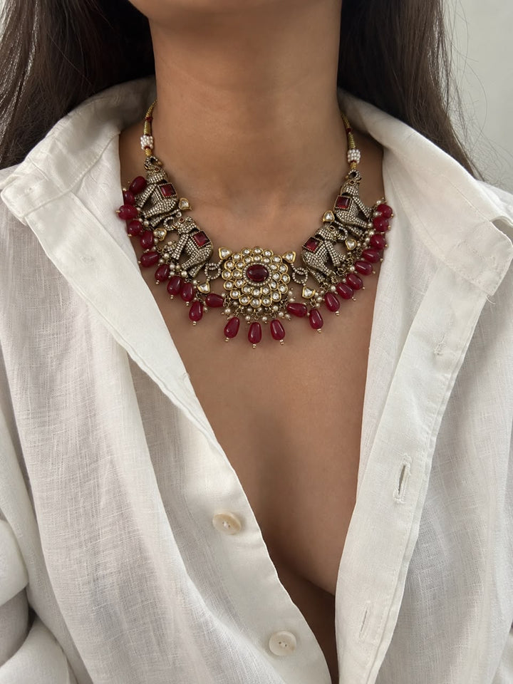 Ruby Elephant Necklace