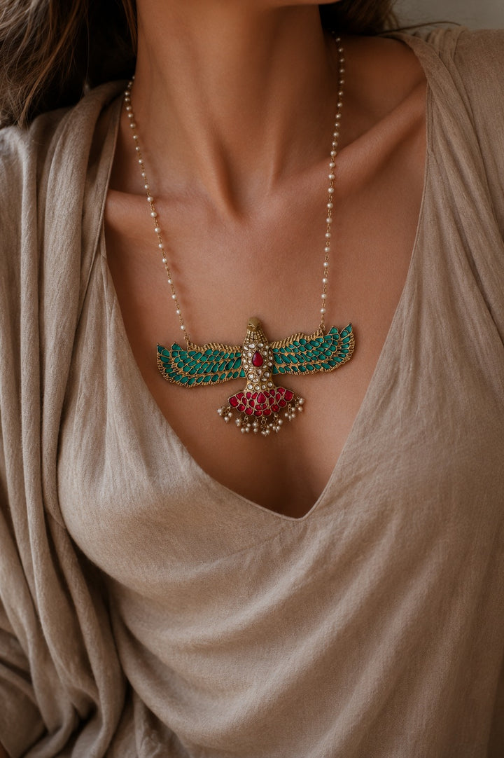 Barmer turq eagle necklace