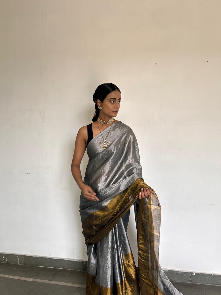 Silver with gold saree