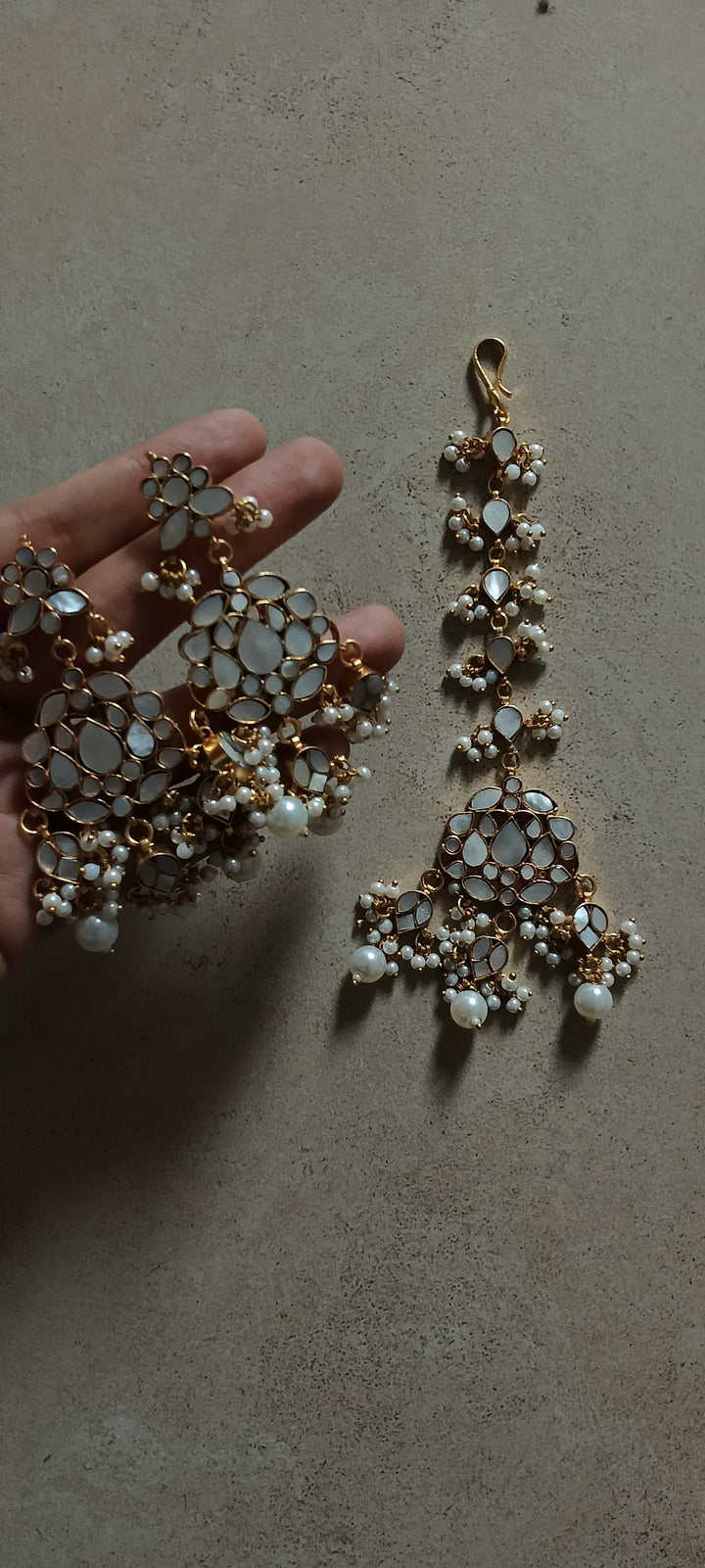 Daniele mop earrings tikka set