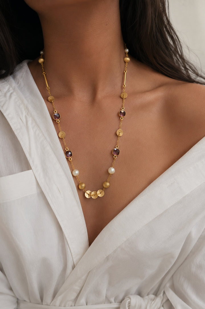 Lilly stone string necklace