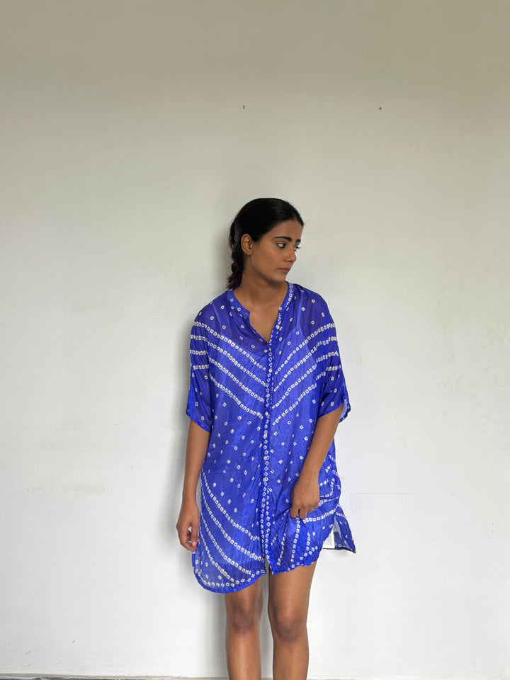 Bandhej Dress (Deep Blue)