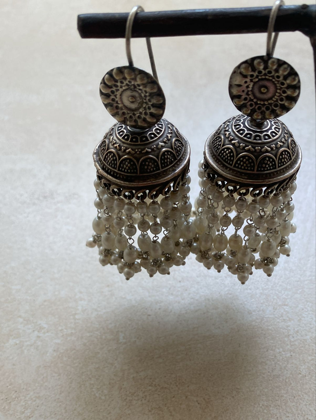 Antique pearl jhumki earrings
